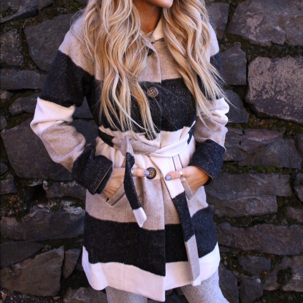 Stripe button up jacket
